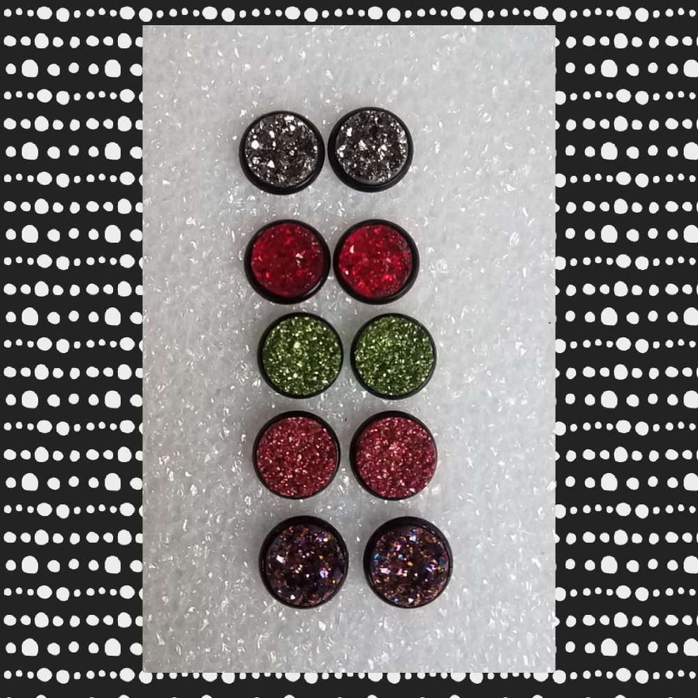 Druzy style earring lot